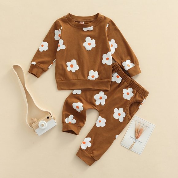 Matching Sets Brown Floral Girls Sweat Suit Outfit Set Poshmark